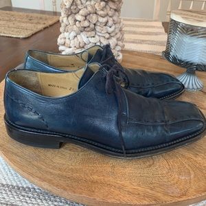 Mezlan Maranello Dark‎ Navy Blue Leather Lace Oxford Dress Shoes Men’s 8 M Spain